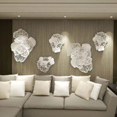 白色铁艺雕花壁挂立体镂空花朵墙饰客厅餐厅床头沙发背景墙面装 饰