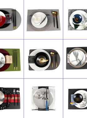 新中式样板房间餐具套装餐桌摆件