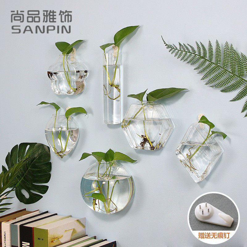 创意壁挂水培玻璃花瓶壁饰墙饰挂壁鱼缸卧室客厅店墙面花盆装饰品 小编推荐 Wepost 全民代运 马来西亚中国淘宝代运与集运专家