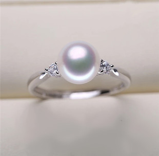 淡水 天然 珍珠戒指 女款 S925银 7mm珍珠戒指 纯