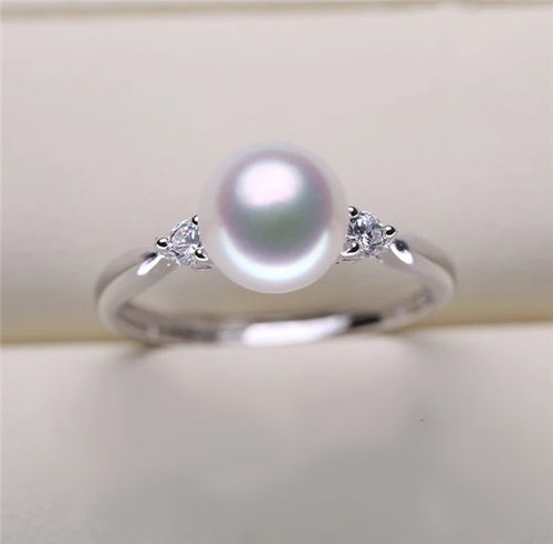 s925银纯天然淡水珍珠戒指女款