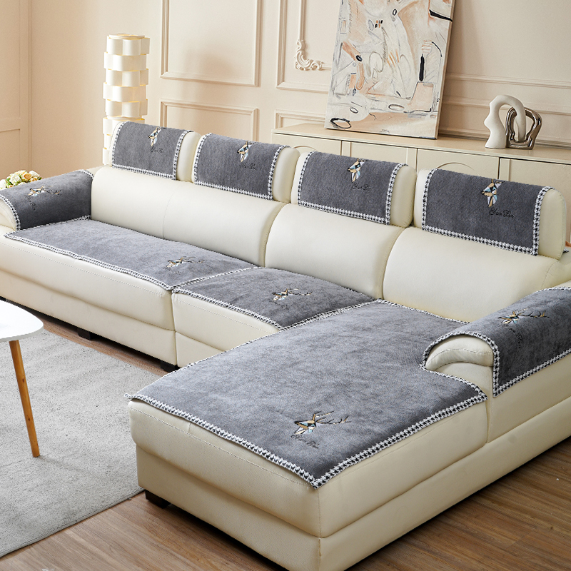 防滑真皮沙发垫子轻奢卡通四季通用组合皮沙发专用坐垫定制贵妃垫