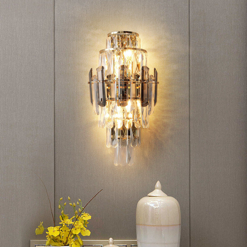 客厅卧室轻奢壁灯高档水晶电视背景墙灯创意奢华大气简约过道壁灯