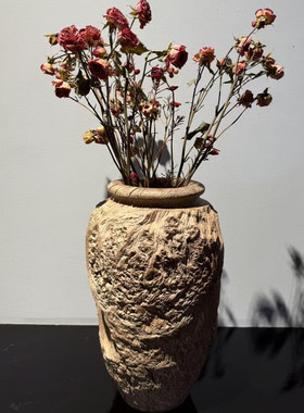木渣侘寂风树瘤花瓶艺术品孤品风化木实木花瓶