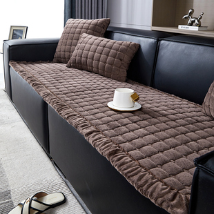 办公室皮沙发垫冬季加厚毛绒防滑三人位座垫高档简约保暖坐垫定制
