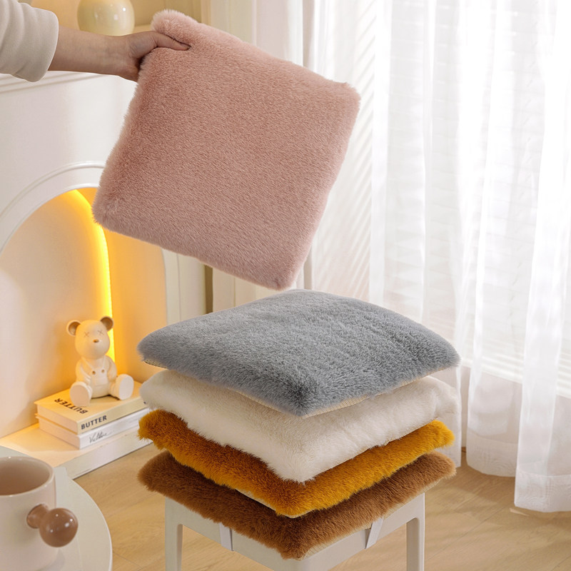 实木塑料方形凳子坐垫冬季兔毛绒椅子垫服装厂椅垫加高厚海绵软垫