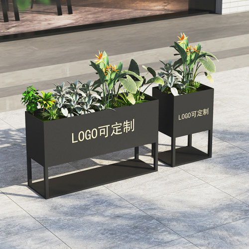 户外铁艺花箱组合奶茶店外摆围栏隔断花架长方形花槽不锈钢花坛