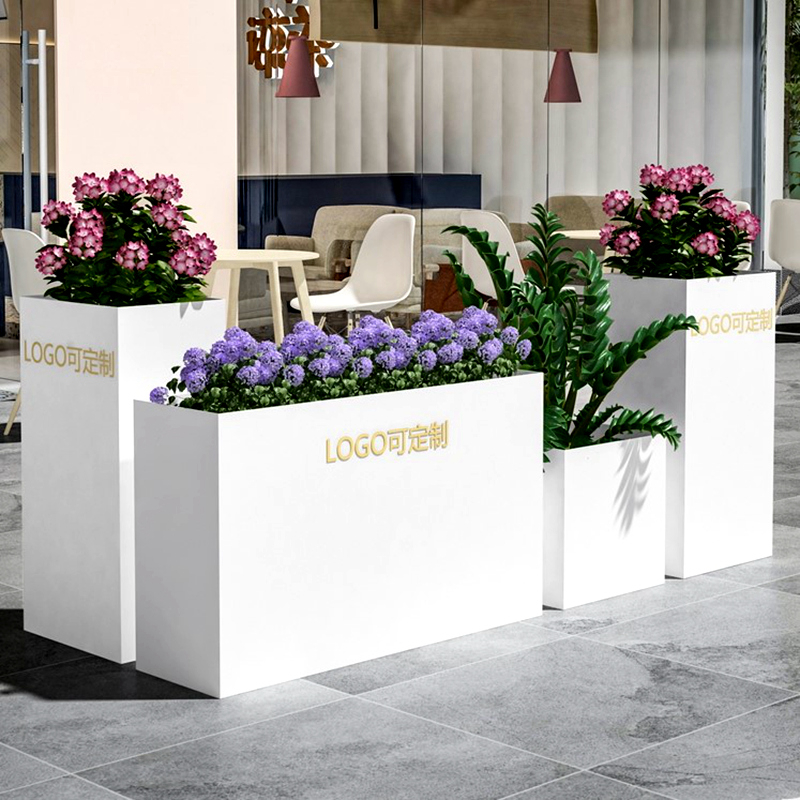 户外铁艺花坛售楼部商业街长方形隔断花槽组合门店休闲吧围栏花箱