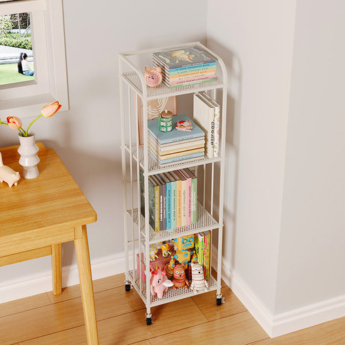 简易书桌旁小书架落地置物架客厅可移动铁艺架子卧室展示架靠墙
