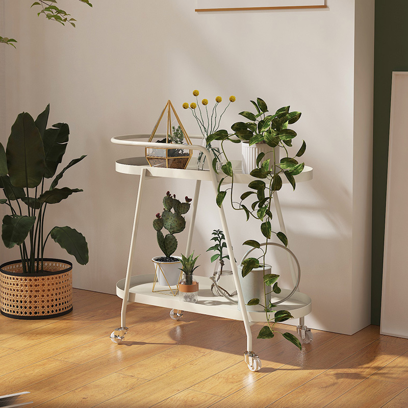 传家红可移动奶油风铁艺花架