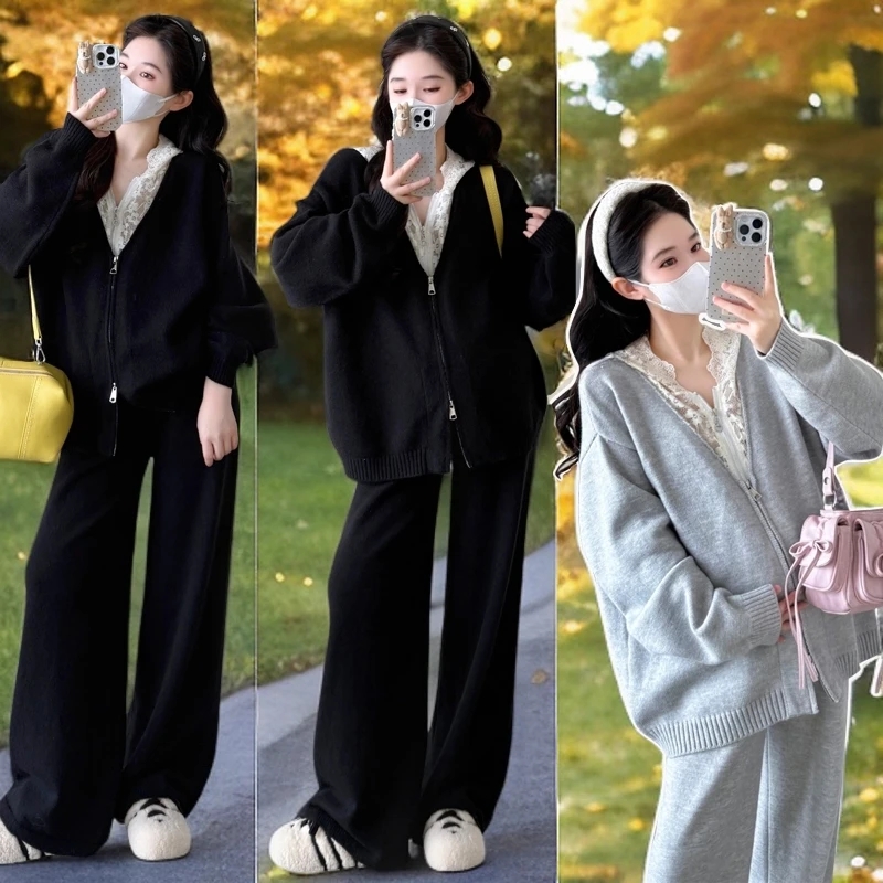 孕妇春秋新款蕾丝拼接连帽上衣