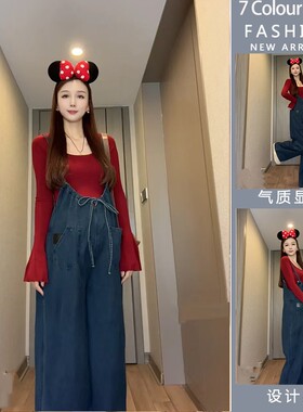 孕妇套装2025春秋背带裤套装