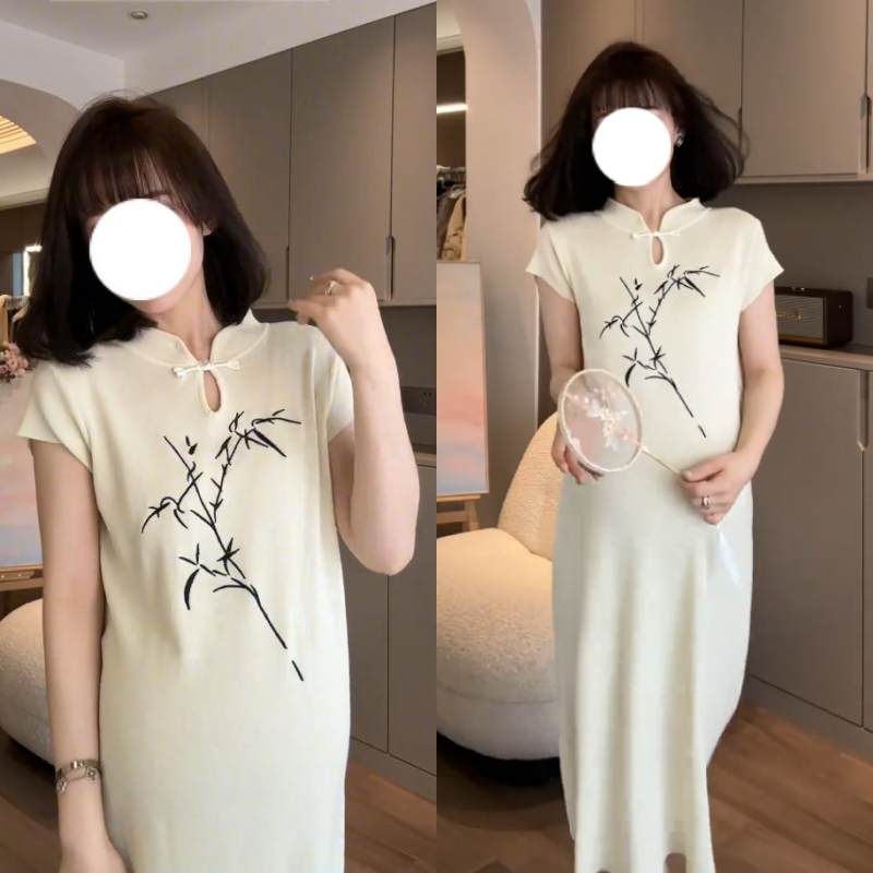 2025夏季新款孕妇新中式连衣裙