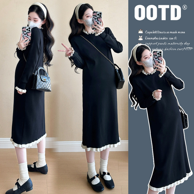 半高领2024夏长袖连衣裙