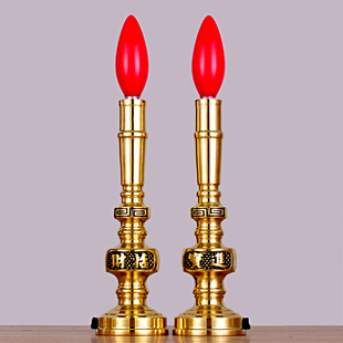 纯供奉插电铜烛台黄铜led电蜡烛长明灯家用神台佛堂佛前财神供灯