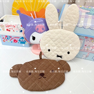 日系斗眼兔boris熊刺绣杯垫锅垫隔热垫微波炉烤箱防烫手套两用