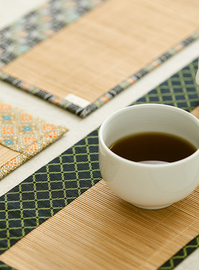 阳春小镇新中式竹制茶席垫茶杯垫茶盘垫茶具配件日式茶席棉布桌旗