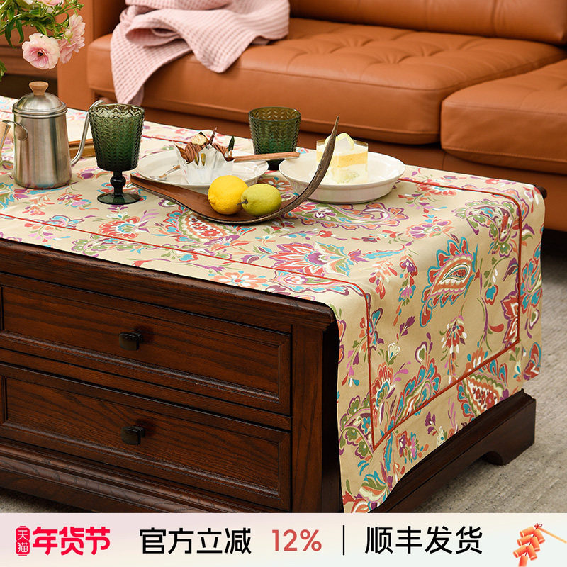 新品田园美式复古茶几桌布长条巾桌旗盖巾电视柜餐桌客厅盖巾长条,居家布艺,桌旗,淘宝优惠券,粉丝福利购,淘宝优惠卷