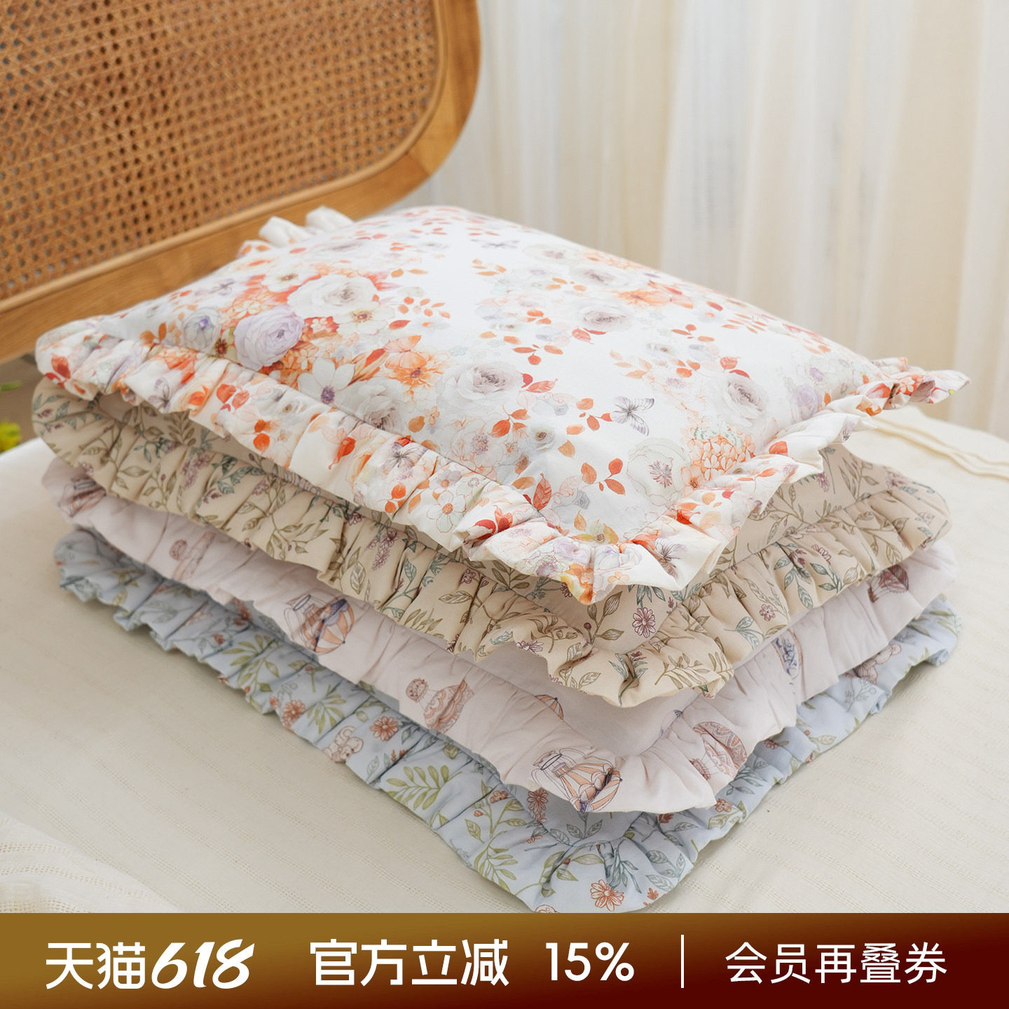 阳春小镇花边枕头荞麦壳荞麦皮睡眠颈椎睡觉专用单人学生儿童成人