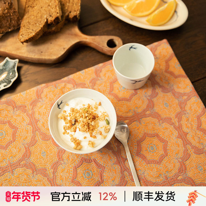 阳春小镇餐垫高级感轻奢桌垫隔热垫西餐午餐布艺吃饭方形法式复古