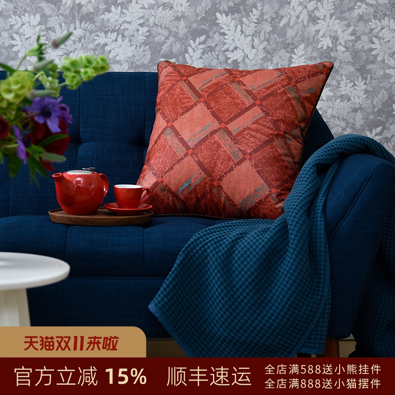 阳春小镇美式田园小碎花护腰靠垫双面棉麻抱枕沙发床头亚麻靠枕
