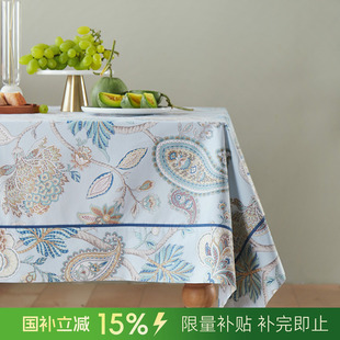 阳春小镇长方桌面纯棉桌布餐厅圆桌茶几布北欧风简约家用餐桌布艺