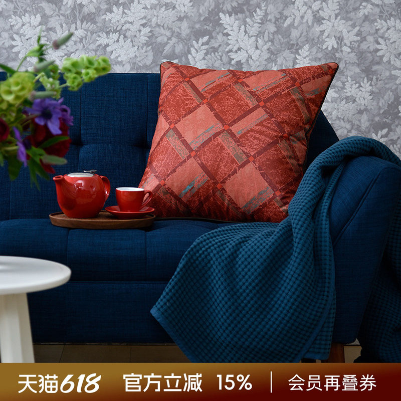 阳春小镇美式田园小碎花护腰靠垫双面棉麻抱枕沙发床头亚麻靠枕