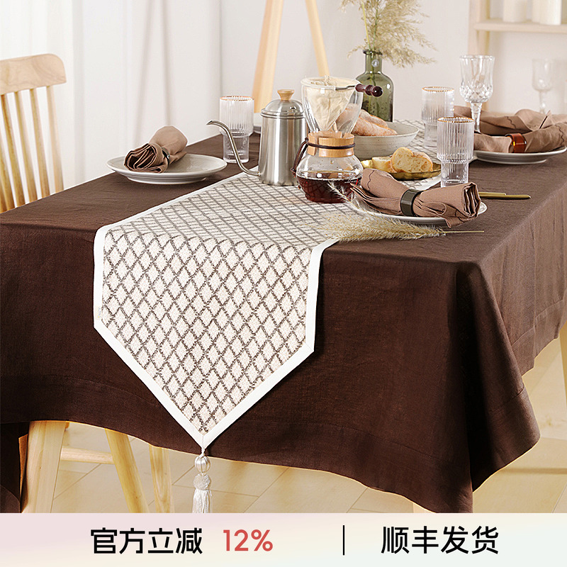 阳春小镇新中式桌旗餐厅客厅长条