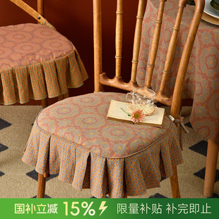 防滑家用椅垫座垫复古餐椅垫荷叶边欧式 阳春小镇椅子垫子坐垫四季