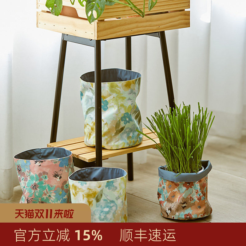 阳春小镇桌面防水花盆套杂物收纳筐收纳盒简约创意迷你储物大小号