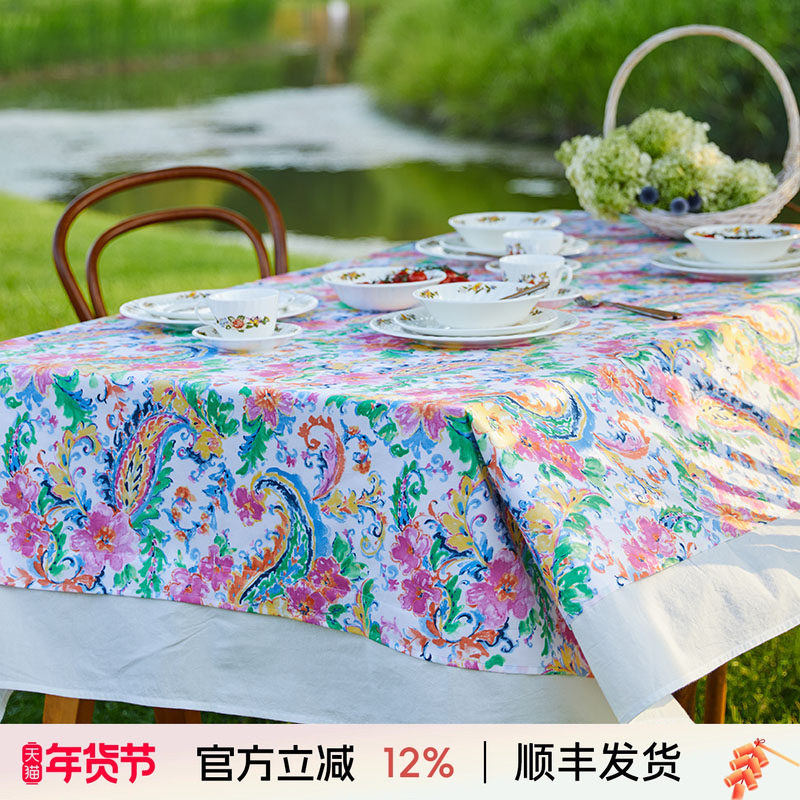 阳春小镇轻奢高级感桌布小碎花田园风纯棉复古长方形定制台布定制,居家布艺,桌布,淘宝优惠券,粉丝福利购,淘宝优惠卷