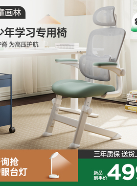 青少年专用学习椅家用书桌中学生椅子护腰座椅初高中生人体工学椅