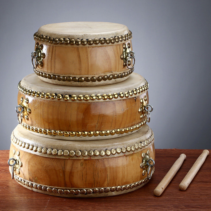 熙曼蒂台湾手工扁鼓本色牛皮鼓寺庙法会乐器用品鼓工艺品打击乐器