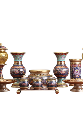 珐琅彩供佛果盘家用供奉纯铜套装