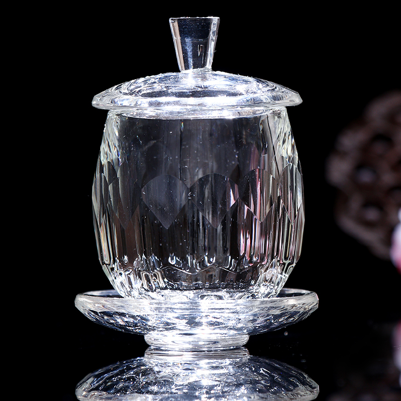小号观音素面透明玻璃供水杯贡杯