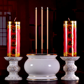 陶瓷白瓷描金两用烛台配香炉碗供奉佛前蜡烛酥油底座佛堂家用烛座