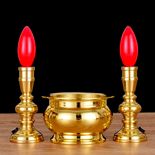 香炉纯铜电蜡烛LED长明灯供灯