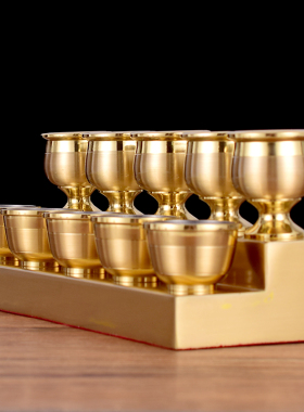 供杯双层贡台黄铜拜神高脚酒杯