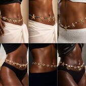 跨境爆款 海边辣妹比基尼配饰 夏季 跨境欧美沙滩度假贝壳海星腰链