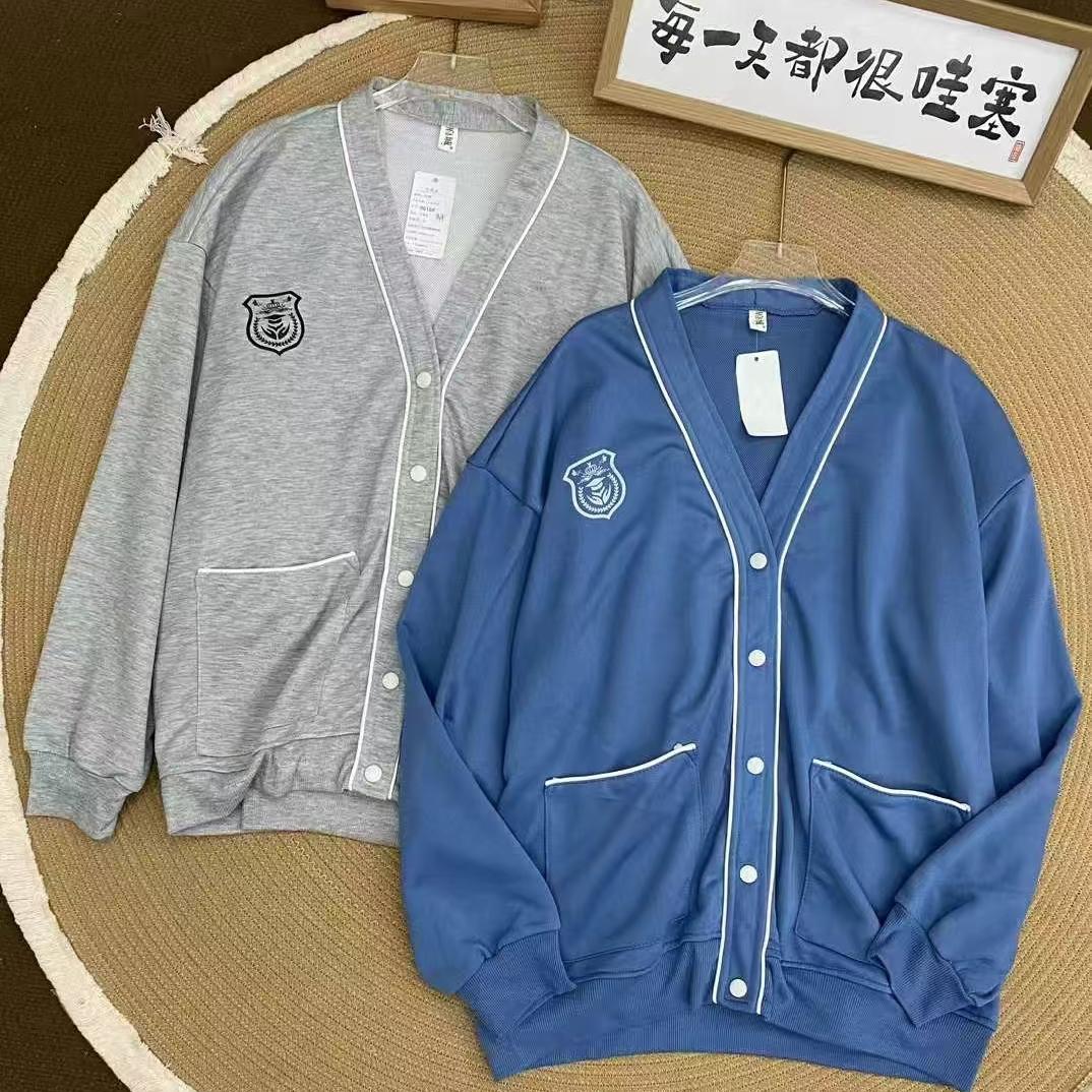 160斤大码学院风卫衣外套男女情侣款春秋宽松学生长袖棒球服开衫