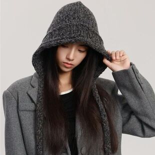 高级感新款复古邓肯花纱辫子针织帽秋冬保暖护耳帽多色百搭毛线帽