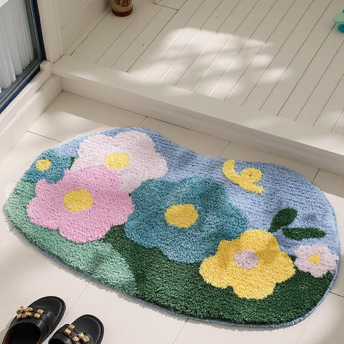 植绒吸水浴室地毯加厚卫生间防滑门垫衣帽间镜前地毯房间装饰脚垫