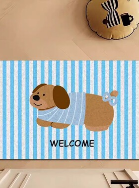 入户门地垫家用可裁剪丝圈防滑蹭灰异形小狗卡通可爱进门玄关脚垫