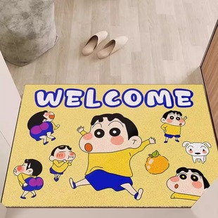 蜡笔小新入户门地垫丝圈可裁剪定制防滑蹭灰可爱卡通创意玄关脚垫