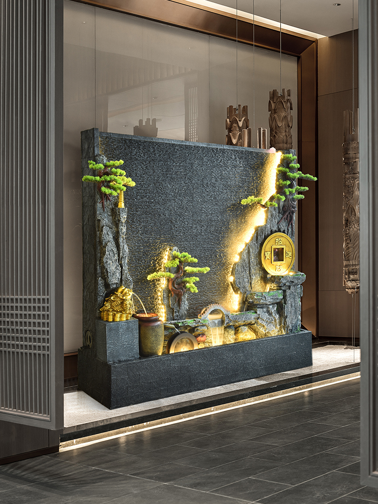 大型落地水幕墙流水摆件屏风隔断房屋客厅园林假山水景循环水喷泉