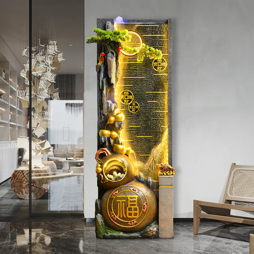 客厅水幕墙鱼缸流水摆件循环水