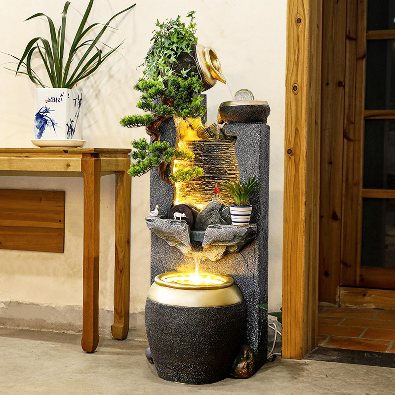 客厅玄关造景水幕墙创意流水摆件阳台装饰喷泉循环水鱼缸乔迁礼物