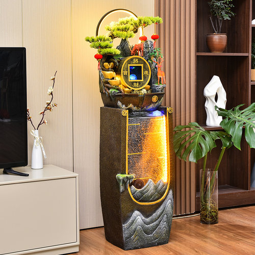 客厅招财假山流水落地装饰摆件