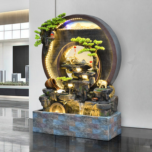 客厅庭院水幕墙假山流水摆件