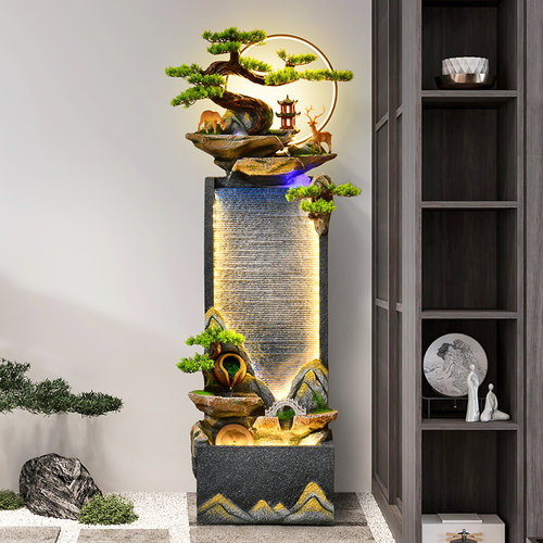 流水生财山水摆件循环水幕墙